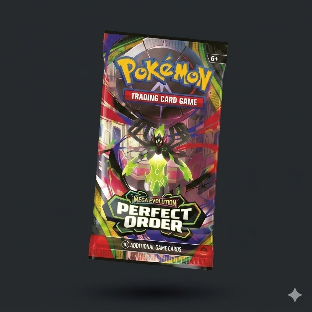 Pokémon TCG Mega Evolution — Perfect Order booster pack featuring Mega Rayquaza